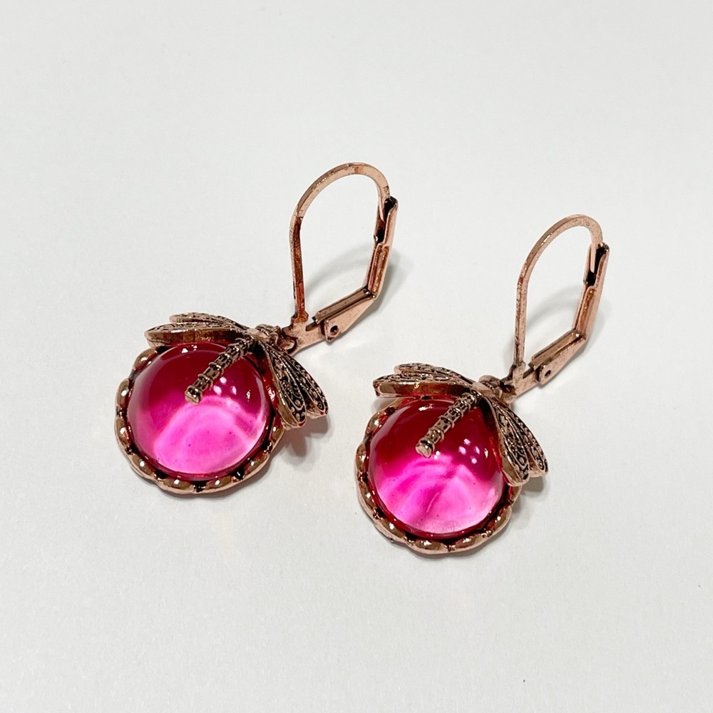 Elegant Pink Dragonfly Earrings